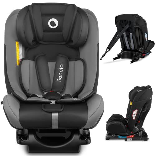 Lionelo Sander: Child Car Seat, Isofix in and Against Direction of Travel Top Tether Car Seat Group 0 1 2 3 from Birth up to 36 kg (Grey)