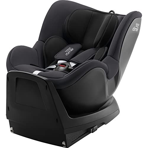 Britax Römer Dualfix Plus: Rotating Car Seat 360 Degree, incl. Newborn Insert and ISOFIX, from 40-105 cm (i-Size), Birth - 4 Years, Midnight Grey