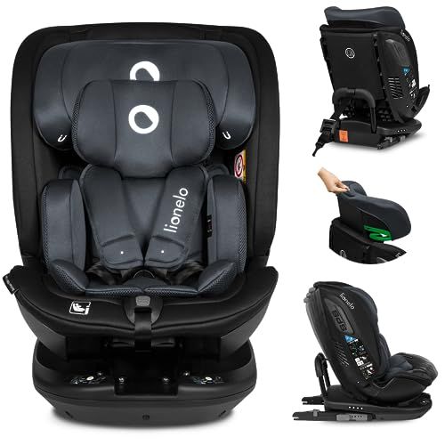 Lionelo Bastiaan: RWF i-Size Isofix Car Seat, Security & Comfort Ages 0-12 with Advanced i-Size Safety Standards, 360° Swivel, Side Protection, Rear-Facing Option, Adjustable Headrest & Recliner