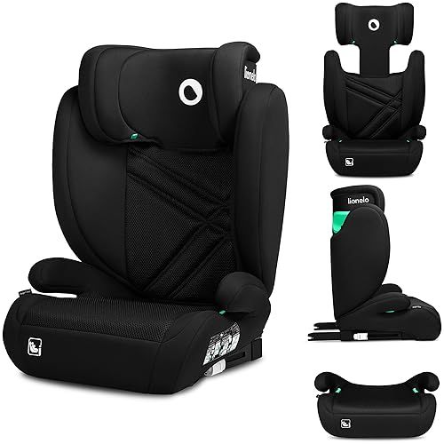 Lionelo Hugo: i-Size Child Car Seat, with ISOFIX & Belt Mount for Kids Group 2-3(100-150cm) Latest R129 Standard, 8 Level Headrest, Memory Foam, Armrests, Advanced Side Protection, Washable upholstery