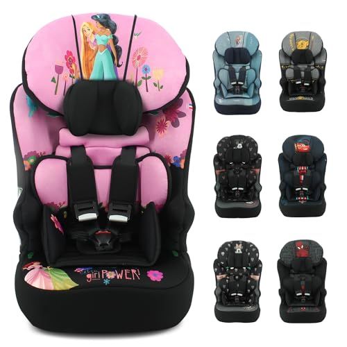 Nania Race: Belted Car Seat,76-140 cm R129 i-Size, for Children Aged 3 to 10, Height-Adjustable Headrest, Reclining Base, Made in France (Princess)